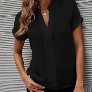 Clasi Notched Neck Dolman Sleeve Shirt